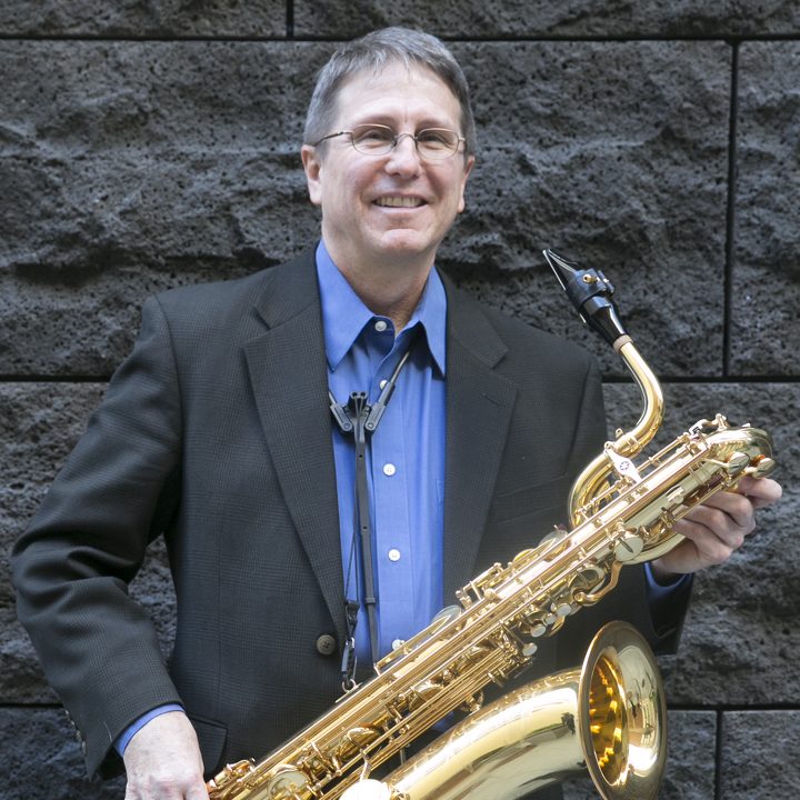 Eric Scheide with baritone saxophone