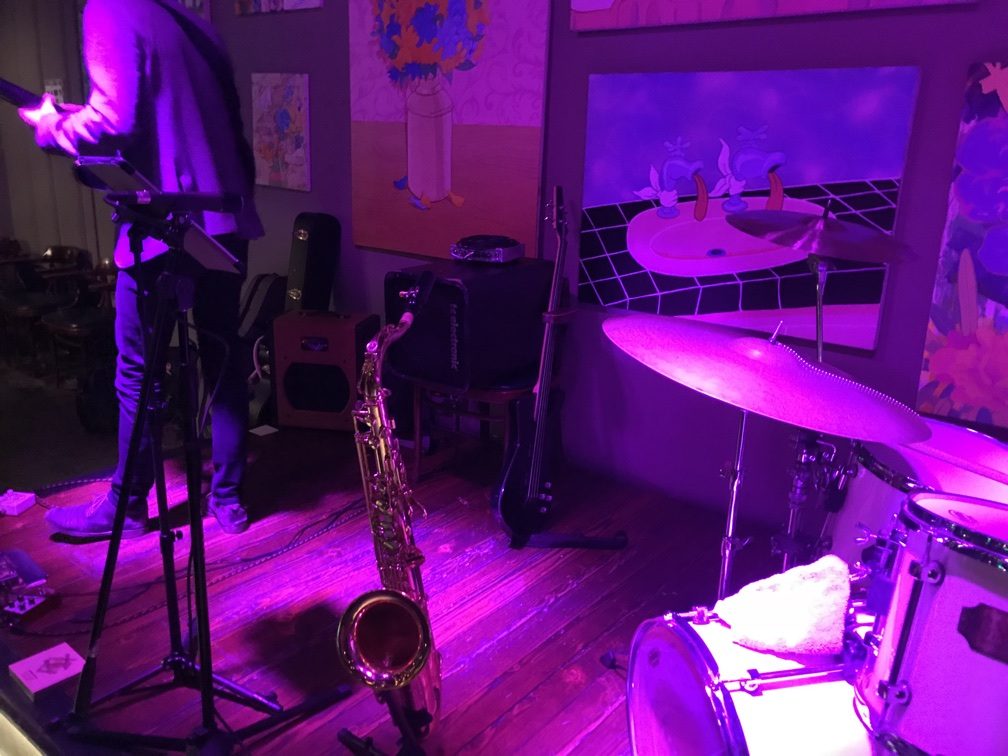 Stage lit in purple